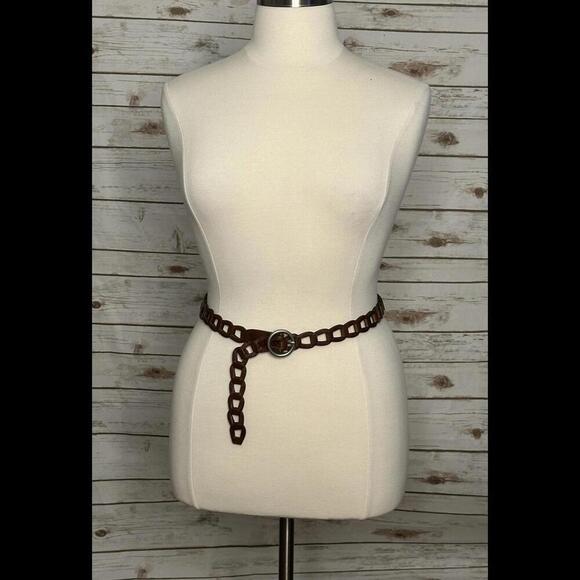 LOFT brown linked leather belt Size Large - Picture 1 of 3